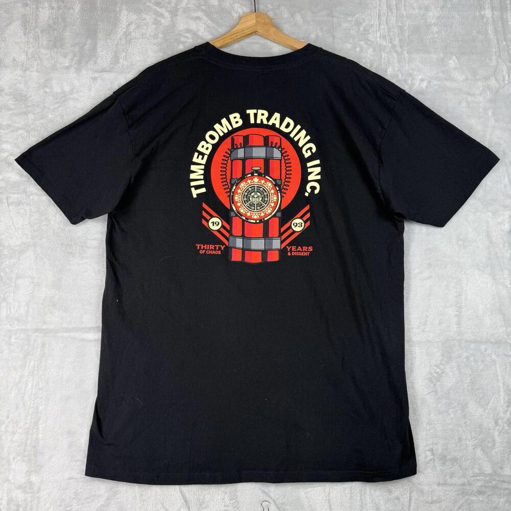 Obey Timebomb Trading Graphic T-Shirt Black Streetwear Print Men size XL Skater